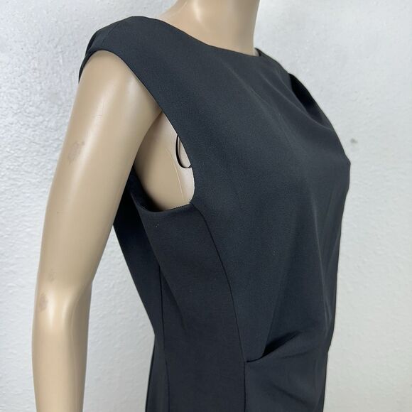 Donna Morgan Draped Front Sleeveless Sheath Dress Black V-back Size L Capsule - Picture 6 of 10